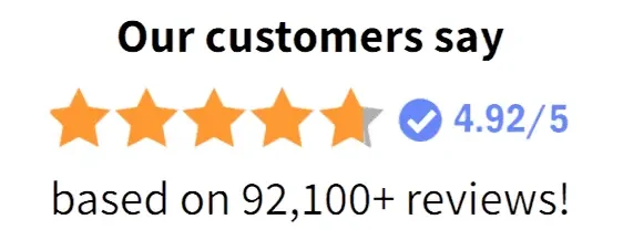 Customer rating 4.92 out of 5 based on 92,100+ reviews